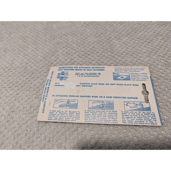 Sears Dot Snapper Snap Fasteners Size 16 No Sew Brass Nickel Plated Vintage - Picture 2 of 5
